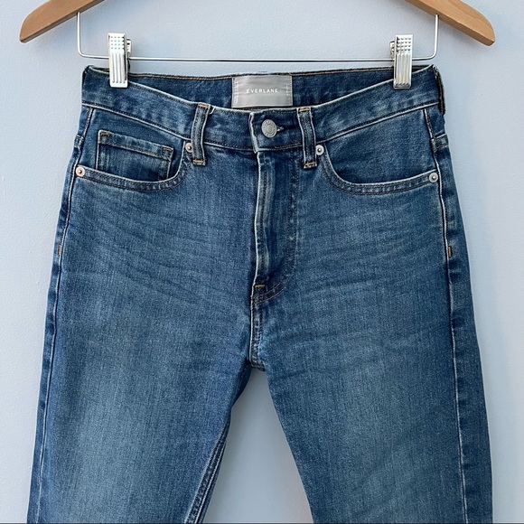 Everlane Straight Leg Jeans Womens 24 Regular Medium Wash High Rise Cotton Blend - Picture 2 of 11